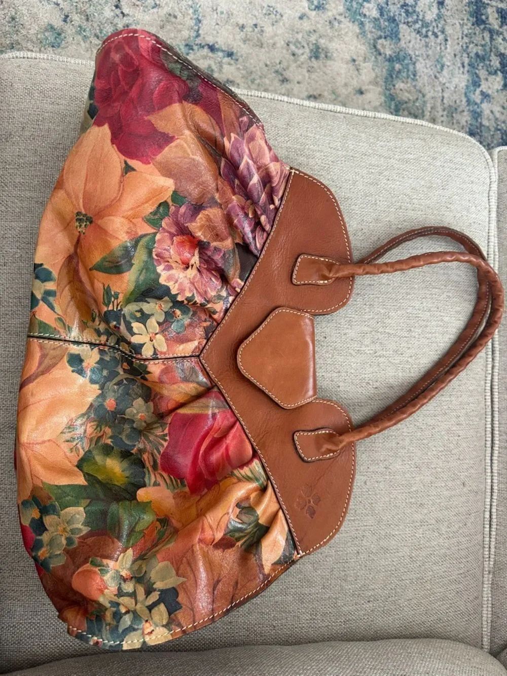 Patricia Nash Lione Large leather Satchel bag purse floral